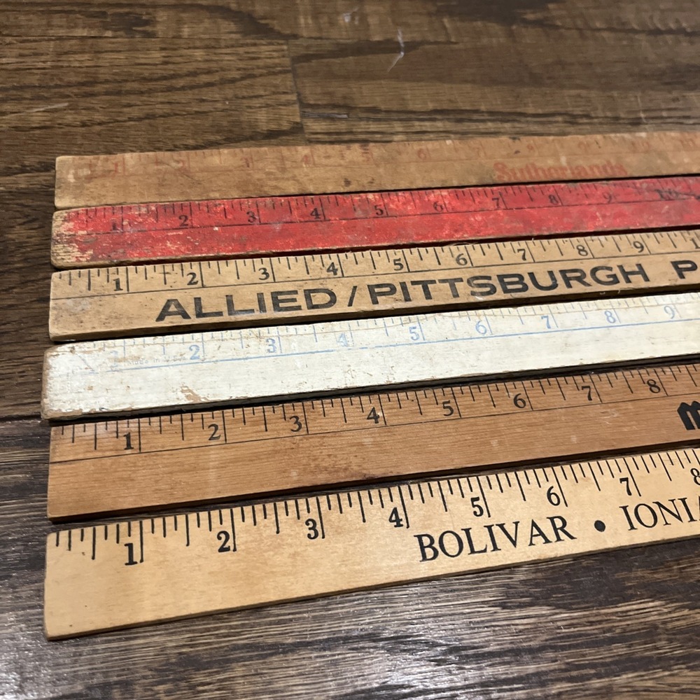 Lot of 6 Vintage Advertising Wooden Yardsticks Missouri MO Lumber Yard Stick 90s
